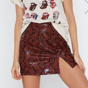 Snakeskin mini skirt